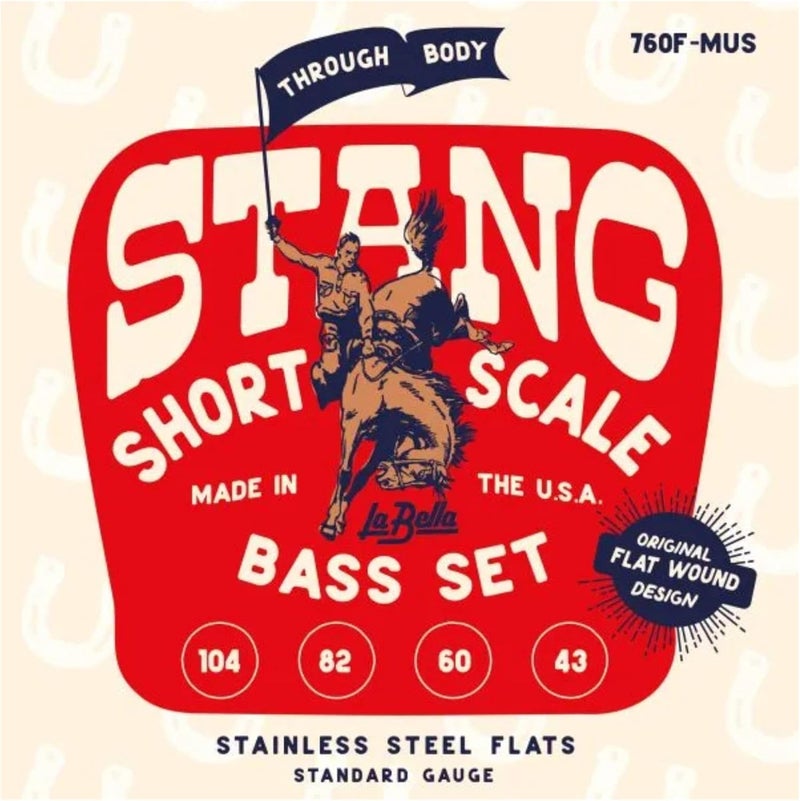 La Bella 760F-MUS STANG – Stainless Steel Flat Wound Short Scale Through Body Light 4 - Bass Guitar String 43-104 - Image 3